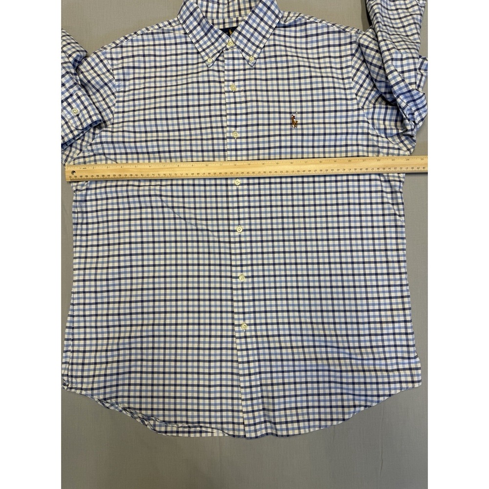Ralph Lauren Gingham Long Sleeve Shirt Light Blue Plaid Mens Large - Picture 9 of 12